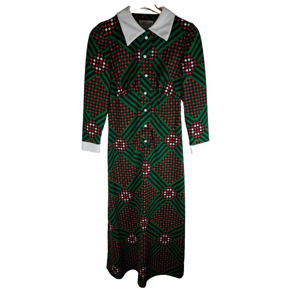 Womens Vintage Dress Maxi Polyester Christmas 1960s Geometric CM Coventry Medium